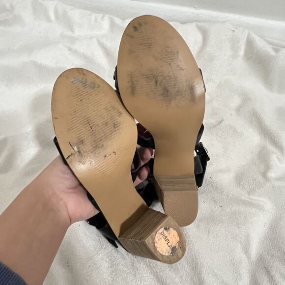 Steve Madden Melle Studded Sandals Size 6 Black Block Heel Leather Strappy Party - Picture 4 of 7